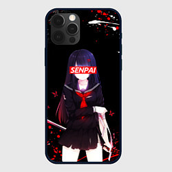 Чехол для iPhone 12 Pro SENPAI KATANA GIRL, БРЫЗГИ КРАСОК, цвет: 3D-черный