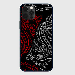 Чехол для iPhone 12 Pro БЕЛО КРАСНЫЙ ДРАКОН RED WHITE DRAGON, цвет: 3D-черный