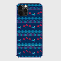 Чехол для iPhone 12 Pro Санта Клаус и олени, цвет: 3D-светло-сиреневый