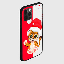 Чехол для iPhone 12 Pro НОВЫЙ ГОД ТИГР СНЕЖИНКИ, цвет: 3D-черный — фото 2