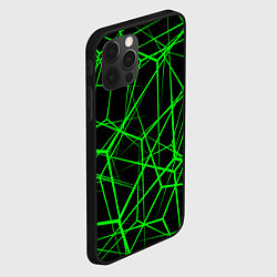 Чехол для iPhone 12 Pro Зеленые Полигоны Матрица, цвет: 3D-черный — фото 2