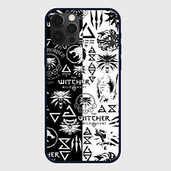 Чехол для iPhone 12 Pro THE WITCHER LOGOOMBING ВЕДЬМАК ПАТТЕРН, цвет: 3D-черный