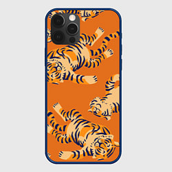 Чехол для iPhone 12 Pro Тигр паттерн, цвет: 3D-тёмно-синий