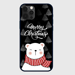 Чехол для iPhone 12 Pro MERRY CHRISTMAS BEARS, цвет: 3D-черный