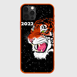 Чехол для iPhone 12 Pro Рычащий Тигр и Снегопад 2022, цвет: 3D-красный