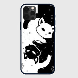 Чехол для iPhone 12 Pro Новогодние два кота кувыркаются, цвет: 3D-черный