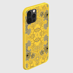 Чехол для iPhone 12 Pro Коллекция Фрактальная мозаика Желтый на черном 573, цвет: 3D-желтый — фото 2