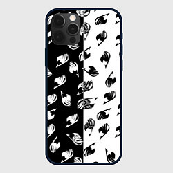 Чехол для iPhone 12 Pro FAIRY TAIL BLACK WHITE ХВОСТ ФЕИ СИМВОЛЫ ЧЁРНО БЕЛ, цвет: 3D-черный