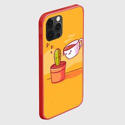 Чехол для iPhone 12 Pro Кактус и кружка с кофе, цвет: 3D-красный — фото 2