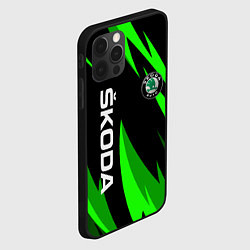 Чехол для iPhone 12 Pro SKODA Логотип Узор, цвет: 3D-черный — фото 2