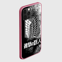 Чехол для iPhone 12 Pro Чёрно-Белый Логотип Атака Титанов, цвет: 3D-малиновый — фото 2