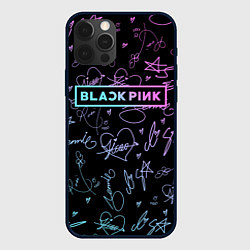 Чехол для iPhone 12 Pro NEON BLACKPINK АВТОГРАФЫ, цвет: 3D-черный