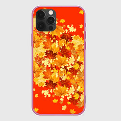 Чехол для iPhone 12 Pro Кленовый листопад, цвет: 3D-малиновый