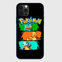 Чехол для iPhone 12 Pro Стартовые покемоны - Pokemon, цвет: 3D-черный