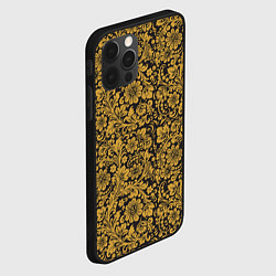 Чехол для iPhone 12 Pro Золотые Цветы хохлома, цвет: 3D-черный — фото 2