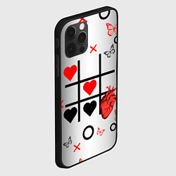 Чехол для iPhone 12 Pro Крестики нолики сердцами, цвет: 3D-черный — фото 2