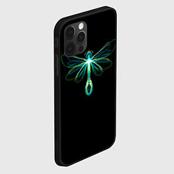 Чехол для iPhone 12 Pro Неоновая стрекоза, цвет: 3D-черный — фото 2