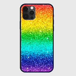 Чехол для iPhone 12 Pro Блестки радуга, цвет: 3D-черный