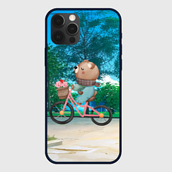 Чехол для iPhone 12 Pro Медведь на велосипеде, цвет: 3D-черный
