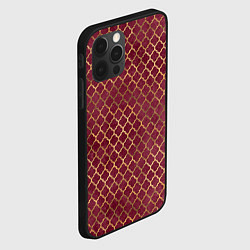 Чехол для iPhone 12 Pro Gold & Red pattern, цвет: 3D-черный — фото 2