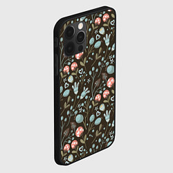 Чехол для iPhone 12 Pro Цветы и ягоды паттерн, цвет: 3D-черный — фото 2