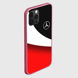 Чехол для iPhone 12 Pro MERCEDES BENZ КАРБОН И КРАСНАЯ ВОЛНА, цвет: 3D-малиновый — фото 2