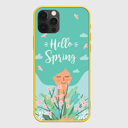 Чехол для iPhone 12 Pro Hello spring, цвет: 3D-желтый