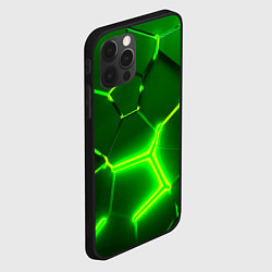 Чехол для iPhone 12 Pro 3D ПЛИТЫ НЕОН NEON GREEN HEXAGON РАЗЛОМ, цвет: 3D-черный — фото 2