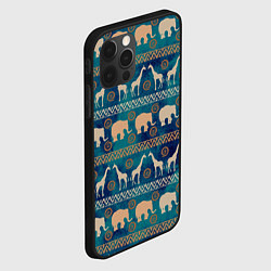Чехол для iPhone 12 Pro Жирафы и слоны, цвет: 3D-черный — фото 2