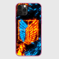 Чехол для iPhone 12 Pro АТАКА ТИТАНОВ БИТВА ОГНЕЙ ATTACK ON TITAN FIRE, цвет: 3D-малиновый