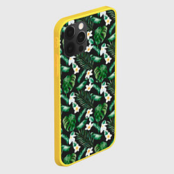 Чехол для iPhone 12 Pro Зеленые листочки паттерн, цвет: 3D-желтый — фото 2