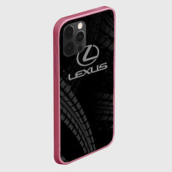 Чехол для iPhone 12 Pro Lexus следы шин, цвет: 3D-малиновый — фото 2