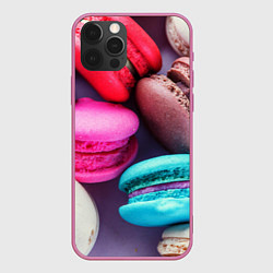 Чехол для iPhone 12 Pro Colorful Macaroons, цвет: 3D-малиновый