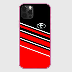 Чехол для iPhone 12 Pro Toyot полосы, цвет: 3D-малиновый