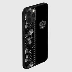 Чехол для iPhone 12 Pro ГЖЕЛЬ RUSSIA ЧБ, цвет: 3D-черный — фото 2