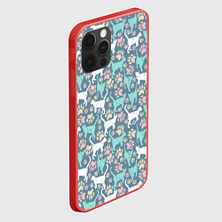 Чехол для iPhone 12 Pro Кошки и следы от лап, цвет: 3D-красный — фото 2