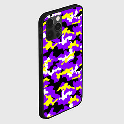 Чехол для iPhone 12 Pro Камуфляж Фиолетово-Жёлтый, цвет: 3D-черный — фото 2