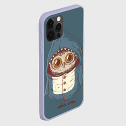 Чехол для iPhone 12 Pro Совушка-в костюме акулы, цвет: 3D-светло-сиреневый — фото 2