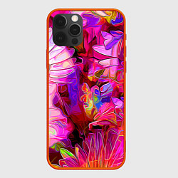Чехол для iPhone 12 Pro Красочный цветочный паттерн Floral pattern, цвет: 3D-красный