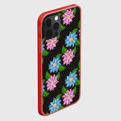 Чехол для iPhone 12 Pro FLOWERS BLACK, цвет: 3D-красный — фото 2