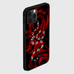 Чехол для iPhone 12 Pro Змея в Цветах Розы Snake Rose, цвет: 3D-черный — фото 2