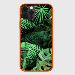 Чехол для iPhone 12 Pro Цветы Тропические, цвет: 3D-красный