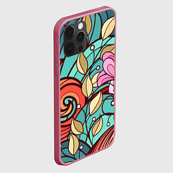 Чехол для iPhone 12 Pro Цветочный принт - арт, цвет: 3D-малиновый — фото 2