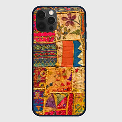 Чехол для iPhone 12 Pro Пэчворк Лоскутное одеяло Patchwork Quilt, цвет: 3D-черный