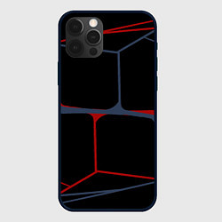 Чехол для iPhone 12 Pro Геометрические линии сине-красные, цвет: 3D-черный