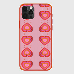 Чехол для iPhone 12 Pro Сердечки перевернутые, цвет: 3D-красный