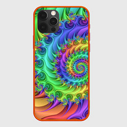 Чехол для iPhone 12 Pro Красочная фрактальная спираль Узор Colorful fracta, цвет: 3D-красный