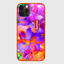 Чехол для iPhone 12 Pro Красочный цветочный паттерн Лето Colorful Floral P, цвет: 3D-красный