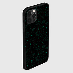 Чехол для iPhone 12 Pro Черный паттерн космические объекты, цвет: 3D-черный — фото 2