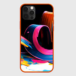 Чехол для iPhone 12 Pro Разноцветный мазки краски Абстракция Multicolored, цвет: 3D-красный